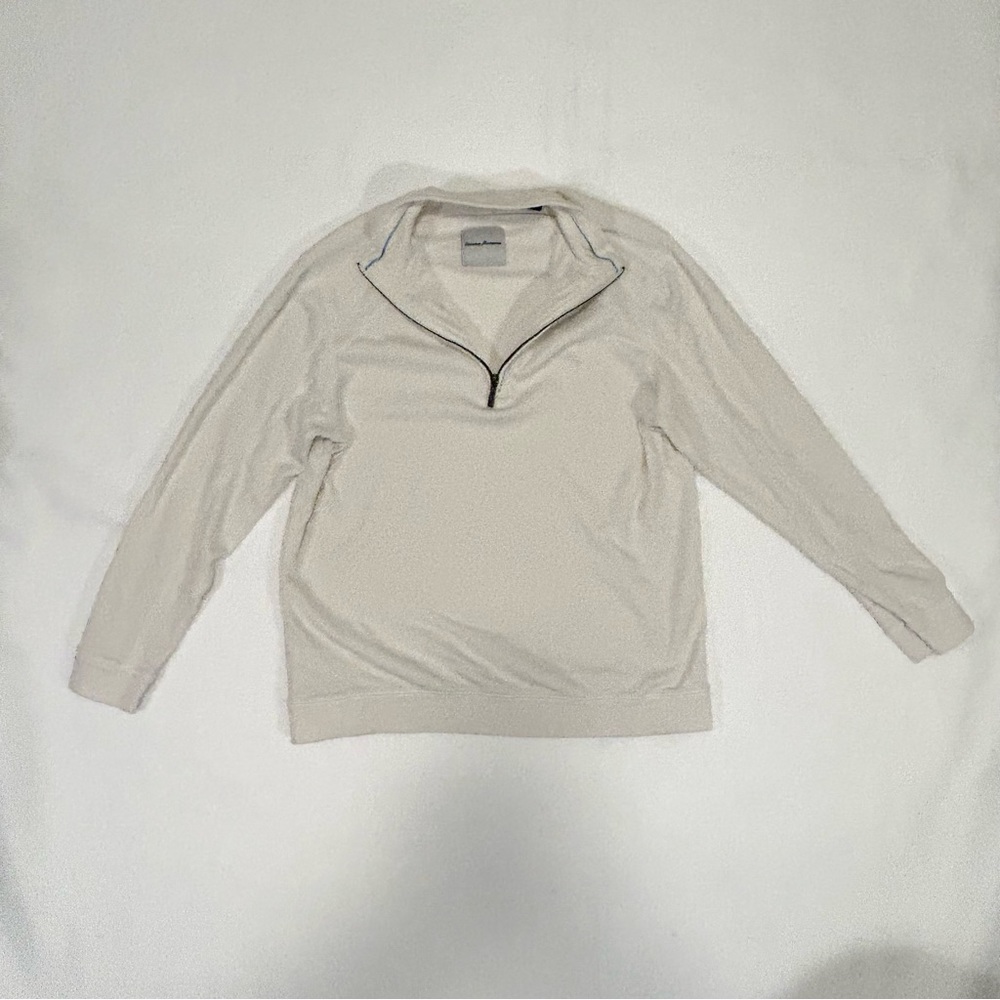 Tommy Bahama Lightweight Pullover 1/4 Quarter Zip Size S Cream Color